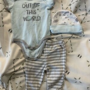Baby Blue Space-Themed Outfit Set